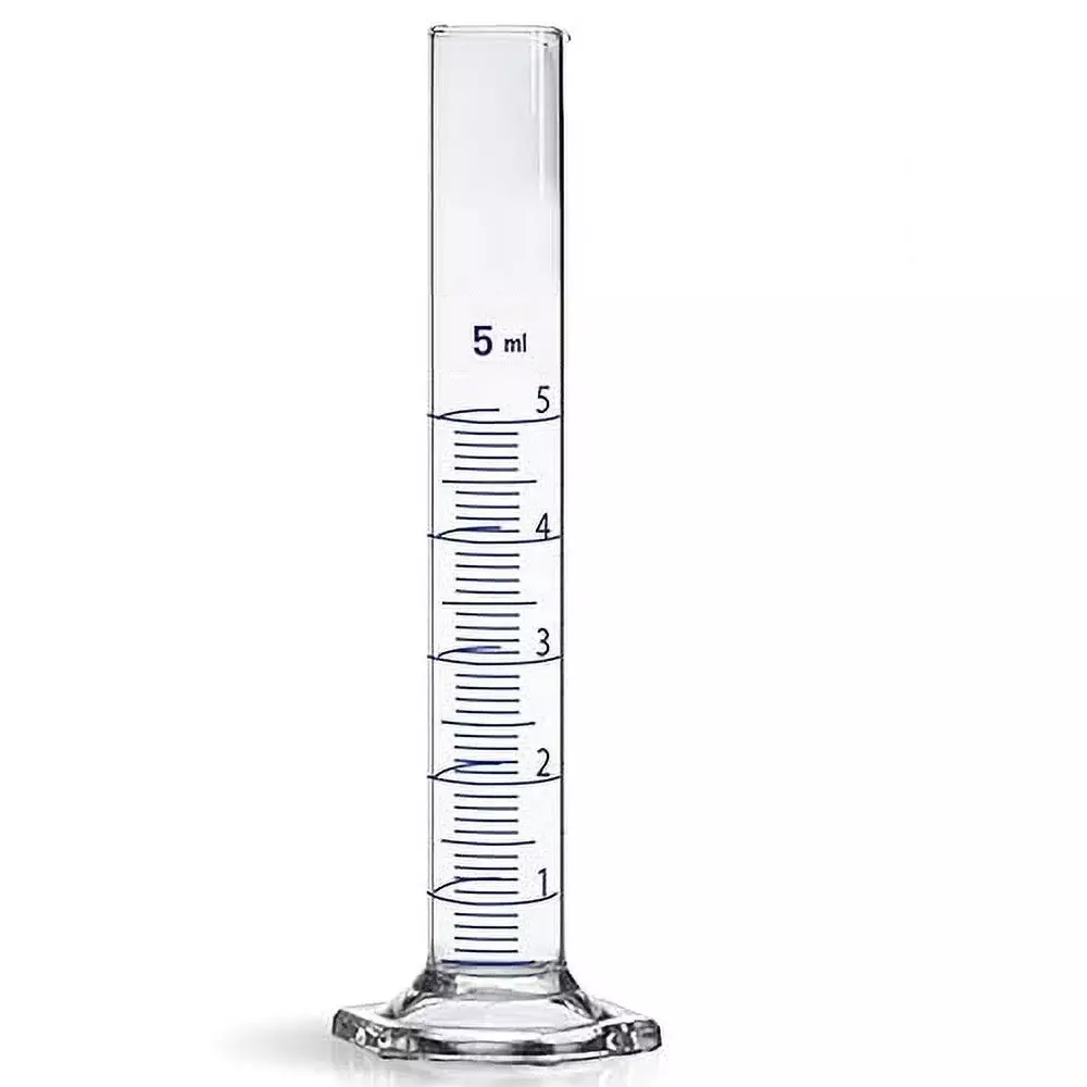 ABGIL Borosilicate Glass Hexagonal Base Graduated Measuring Cylinder 5 ml Capacity, ABG1247
