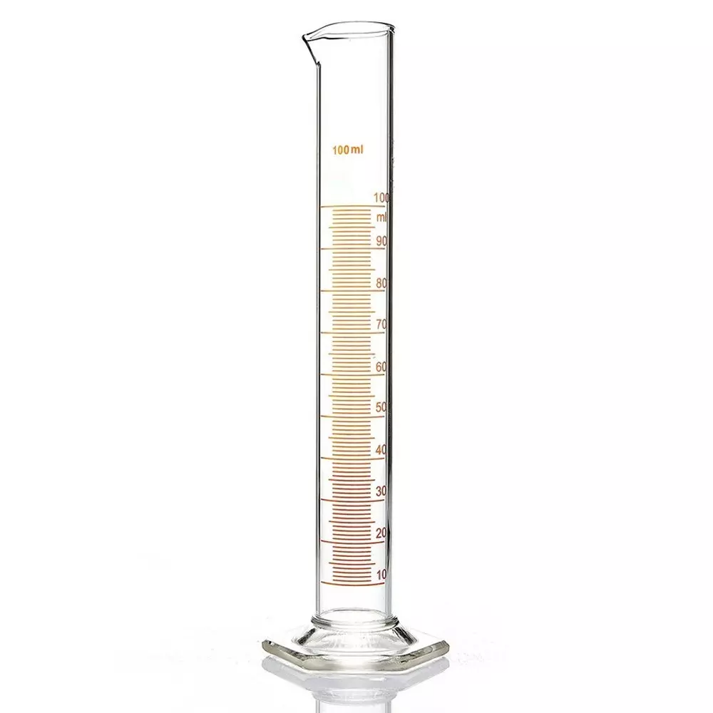 ABGIL Borosilicate Glass Hexagonal Base Graduated Measuring Cylinder 100 ml Capacity, ABG1251