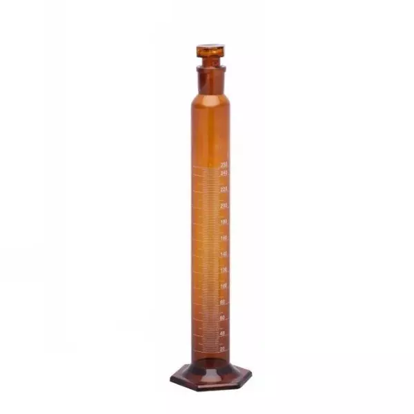 ABGIL Borosilicate Glass Amber Color Graduated Measuring Cylinder with Stopper 100 ml Capacity, ABG1280