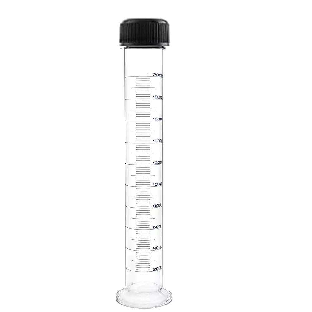 ABGIL Borosilicate Glass Graduated Measuring Cylinder with Screw Cap 2000 ml Capacity, ABG1293