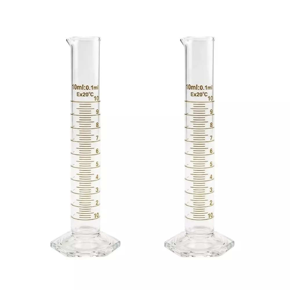 Bysafe Measuring Cylinder With Spout Clear Borosilicate Glass 3.3 and Hexagon Base (Pack of 2)