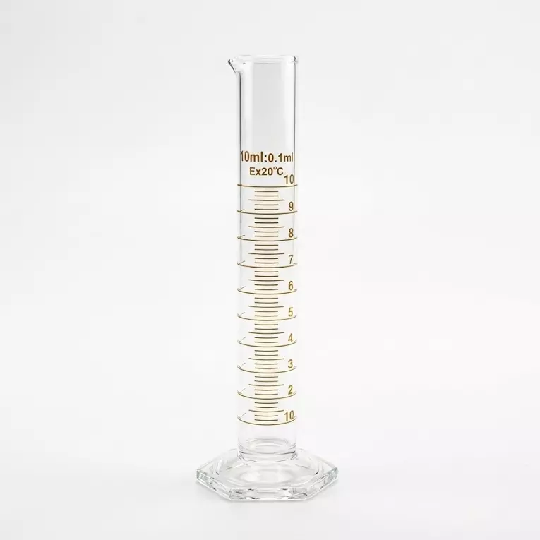 Bysafe 10 ml Measuring Cylinder With Spout Clear Borosilicate Glass 3.3 and Hexagon Base, OMG14 (Pack of 2)