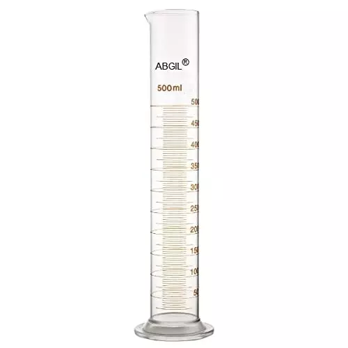 ABGIL Borosilicate Glass Round Base Graduated Measuring Cylinder 500 ml Capacity, ABG1233