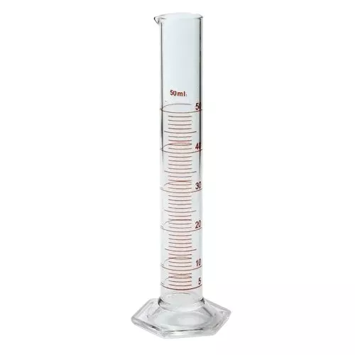 ABGIL Borosilicate Glass Hexagonal Base Graduated Measuring Cylinder 50 ml Capacity, ABG1250