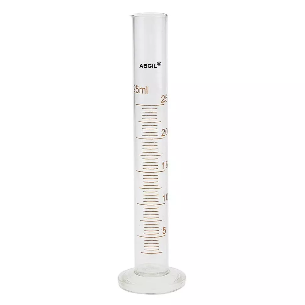 ABGIL Borosilicate Glass Round Base Graduated Measuring Cylinder 25 ml Capacity, ABG1229