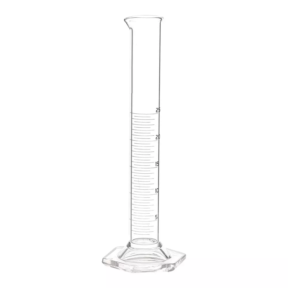 ABGIL Borosilicate Glass Hexagonal Base Graduated Measuring Cylinder 25 ml Capacity, ABG1249