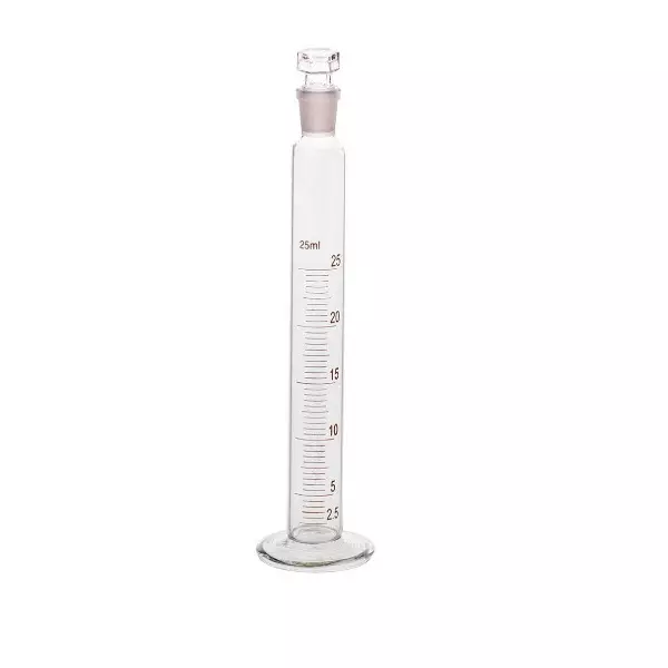 ABGIL Borosilicate Glass Round Base Graduated Measuring Cylinder with Stopper 25 ml Capacity, ABG1269