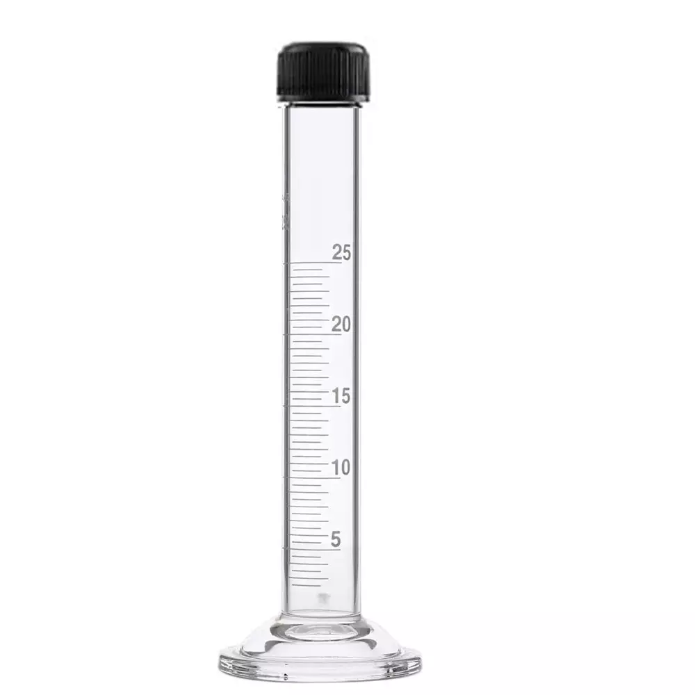 ABGIL Borosilicate Glass Graduated Measuring Cylinder with Screw Cap 25 ml Capacity, ABG1287