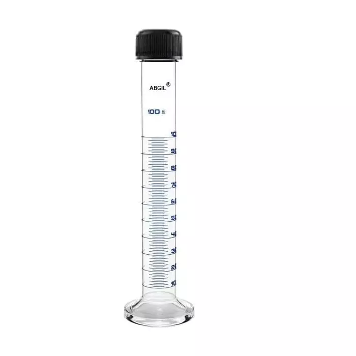 ABGIL Borosilicate Glass Graduated Measuring Cylinder with Screw Cap 100 ml Capacity, ABG1289