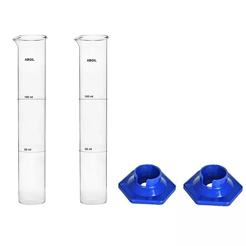 ABGIL Borosilicate Glass Nessler Cylinder with Anti Falling Plastic Base 100 ml Capacity Set of Two Units, ABG1295