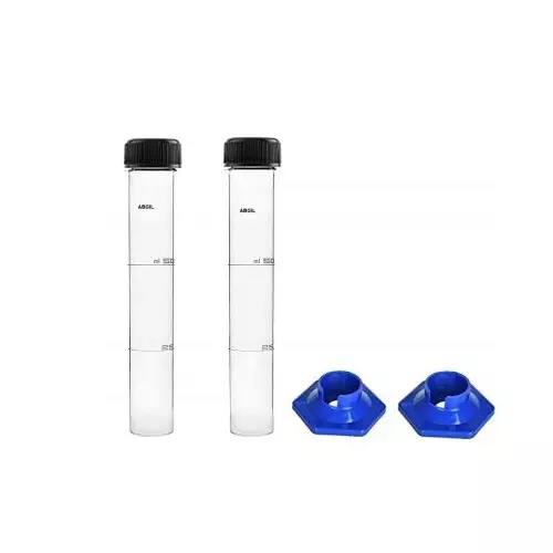 ABGIL Borosilicate Glass Nessler Cylinder with Anti Falling Plastic Base & Screw Cap 50 ml Capacity, Set of Two Units, ABG3405