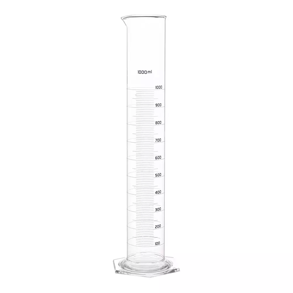 ABGIL Borosilicate Glass Hexagonal Base Graduated Measuring Cylinder 1000 ml Capacity, ABG1254
