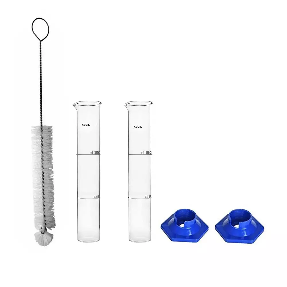 ABGIL Borosilicate Glass Nessler Cylinder with Anti Falling Plastic Base & Cleaning Brush 50 ml Capacity Set of Two Units, ABG1296
