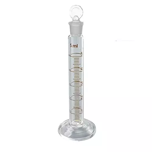 ABGIL Borosilicate Glass Round Base Graduated Measuring Cylinder with Stopper 5 ml Capacity, ABG1267