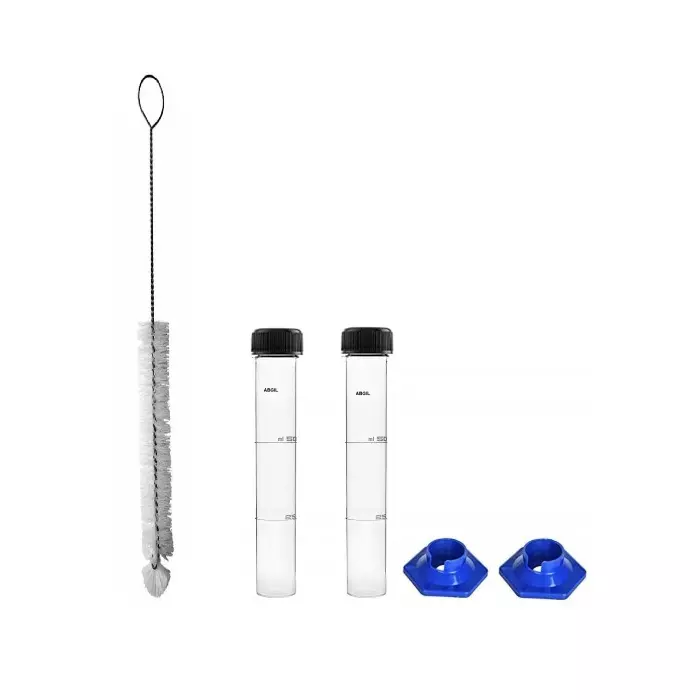 ABGIL Borosilicate Glass Nessler Cylinder with Anti Falling Plastic Base, Cleaning Brush & Screw Cap Set of Two Units