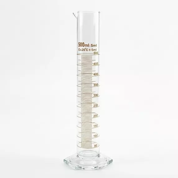 Bysafe 500 ml Measuring Cylinder With Spout Clear Borosilicate Glass 3.3 and Hexagon Base, OMG19 (Pack of 2)