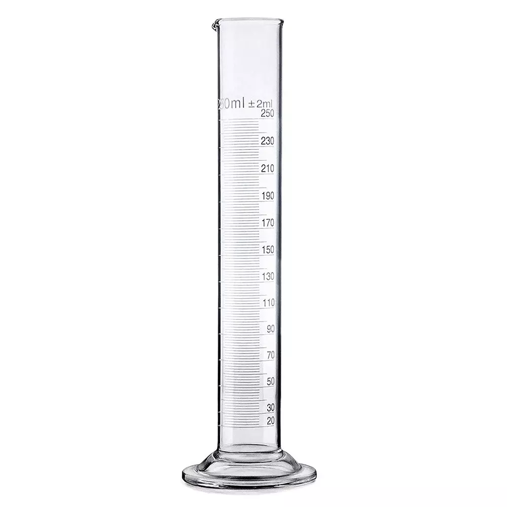 ABGIL Borosilicate Glass Round Base Graduated Measuring Cylinder 250 ml Capacity, ABG1232