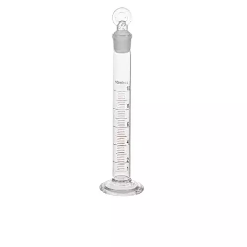 ABGIL Borosilicate Glass Round Base Graduated Measuring Cylinder with Stopper 10 ml Capacity, ABG1268