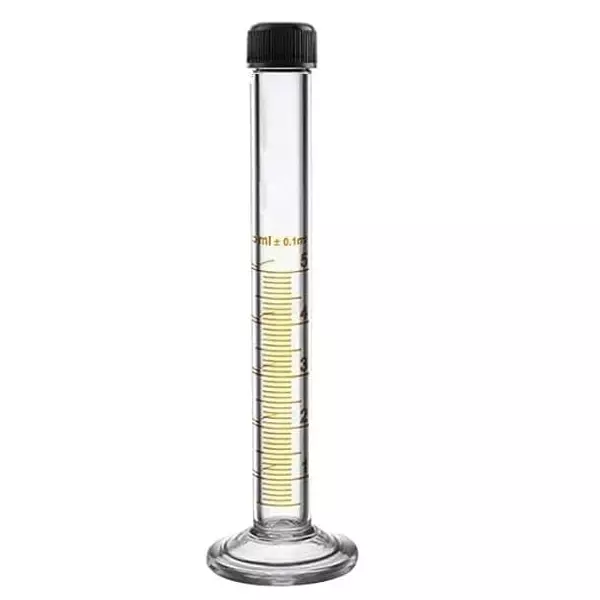 ABGIL Borosilicate Glass Graduated Measuring Cylinder with Screw Cap 5 ml Capacity, ABG1285