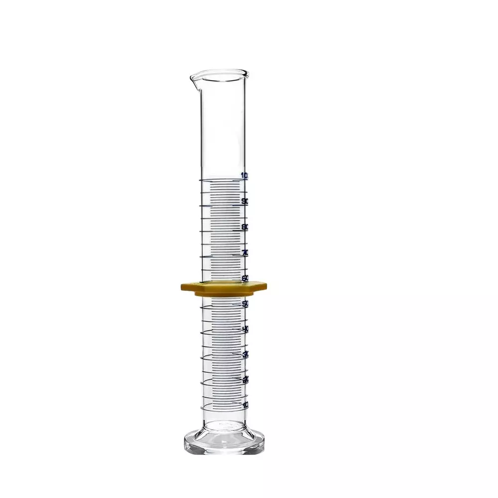 ABGIL Borosilicate Glass Round Base Graduated Measuring Cylinder with Protective Collar, 100 ml Capacity, ABG4238