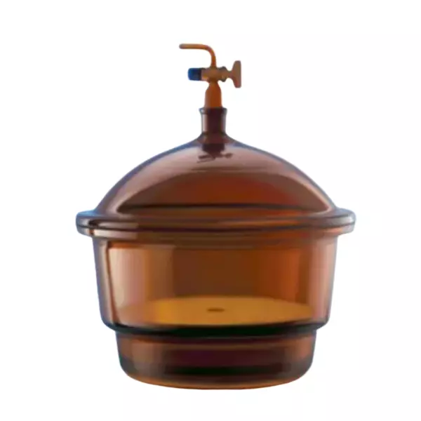 ABGIL Amber Color Glass Desiccator with Porcelain Plate & Vacuum Stopccock (Spindle) Desiccator Inner Diameter 210 mm Inner Dia, ABG1384