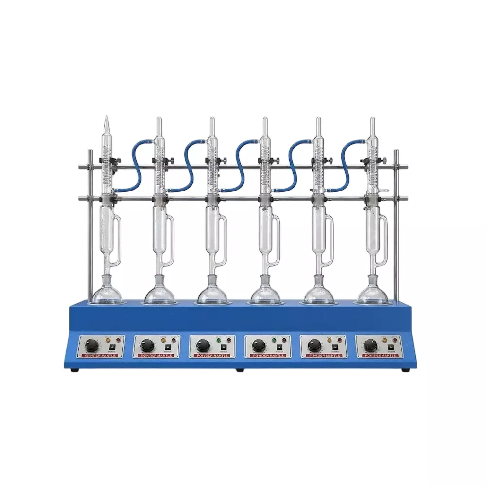 Vesca VSLI-175 Soxhlet Extraction Unit Without Glass Parts and Clamps 6 Tests Mantle Type with 6 Energy Regulators, SEE-8
