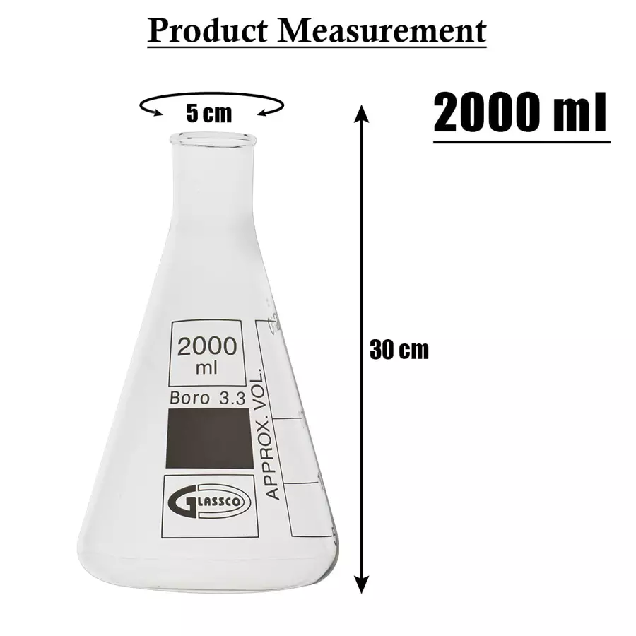 glassco-gc-23120207-conical-erlenmeyer-flask-with-pouring-spout-2000-ml-pack-of-6-pcs