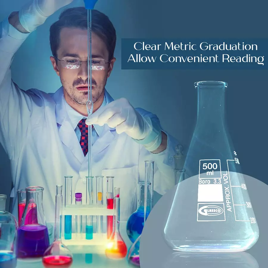 glassco-gc-231202055pcs-conical-erlenmeyer-flask-with-pouring-spout-500-ml-pack-of-5-pcs