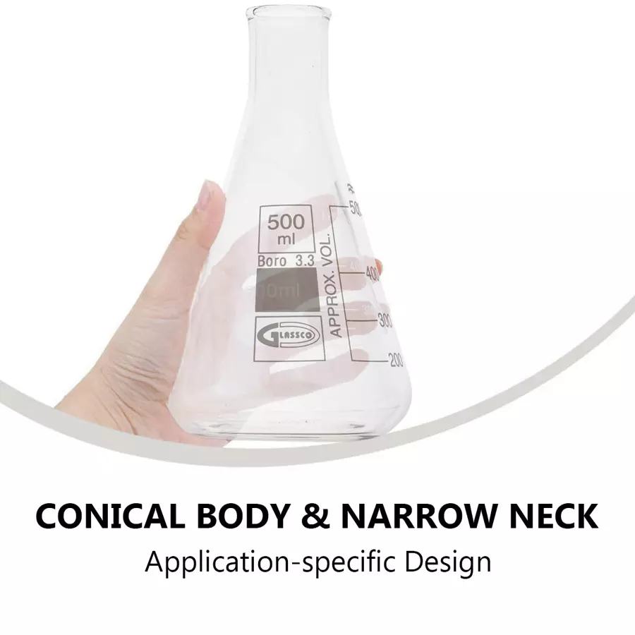 glassco-gc-231202055pcs-conical-erlenmeyer-flask-with-pouring-spout-500-ml-pack-of-5-pcs