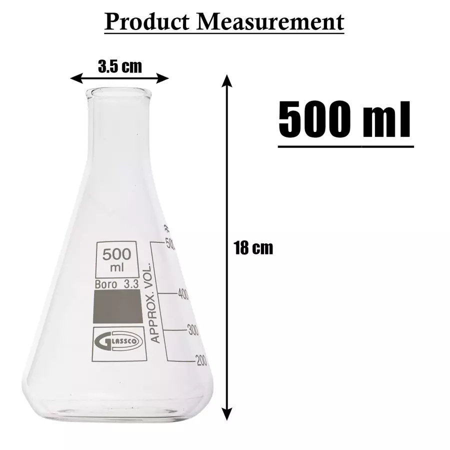 glassco-gc-231202055pcs-conical-erlenmeyer-flask-with-pouring-spout-500-ml-pack-of-5-pcs