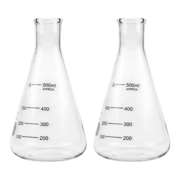 Bysafe 500 ml Conical Flask Clear Borosilicate Glass 3.3 for Laboratories, OMG29-2 (Pack of 2)