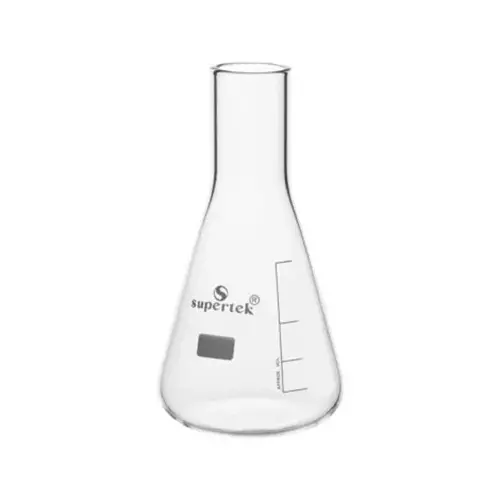 Supertek 250 ml Erlenmeyer Flask Conical Long Neck Without Rim 78 mm Neck Outer Dia. and 154 mm Height, 15.129.0250 (Pack of 6)