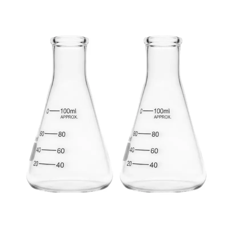 Bysafe 100 ml Conical Flask Clear Borosilicate Glass 3.3 for Laboratories, OMG26-2 (Pack of 2)