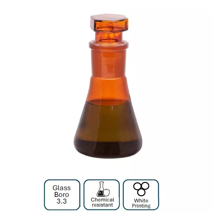 NSAW Erlenmeyer Flasks With Socket 100 ml Interchangeable Stopper Amber (Pack of 10)