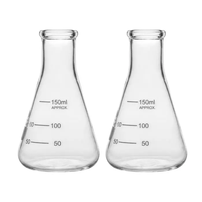 Bysafe 150 ml Conical Flask Clear Borosilicate Glass 3.3 for Laboratories, OMG27-2 (Pack of 2)