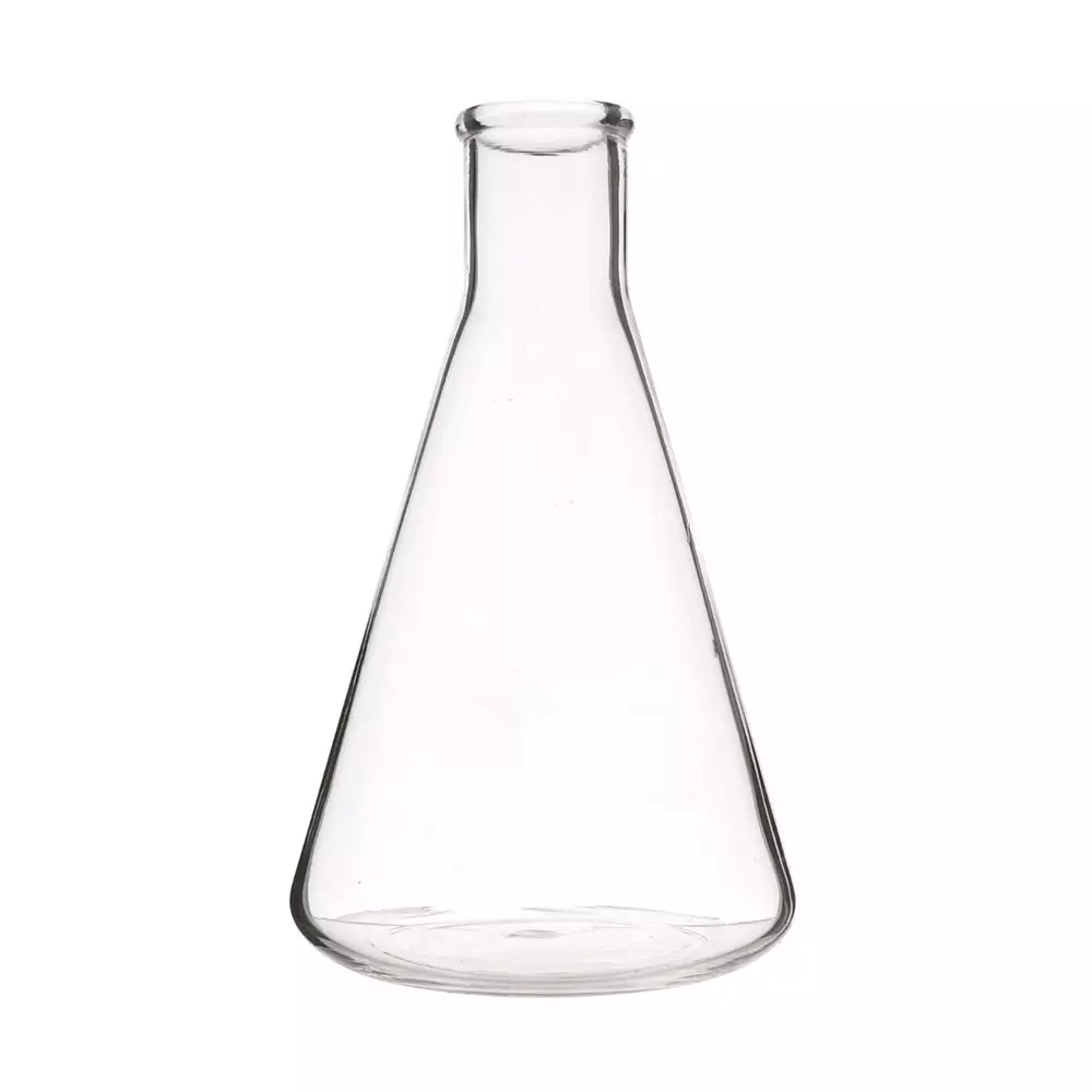 NSAW Erlenmeyer Flasks With Narrow Mouth 50 ml Conical Borosilicate 3.3 Glass Transparent (Pack of 10)