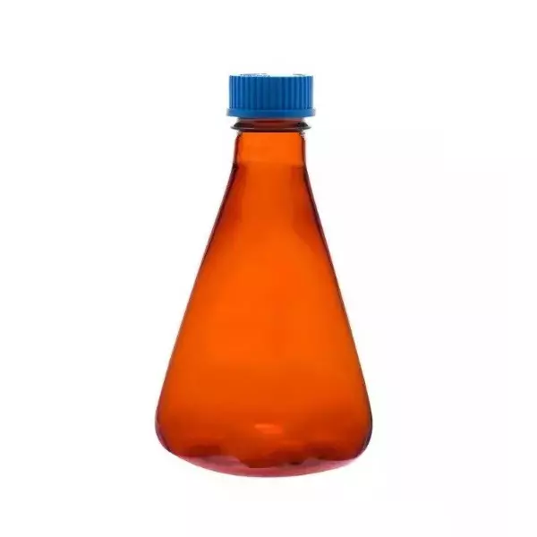 ABGIL Borosilicate Glass Conical Flask Amber Color Narrow Mouth with Screw Cap 100 ml Capacity, ABG2437