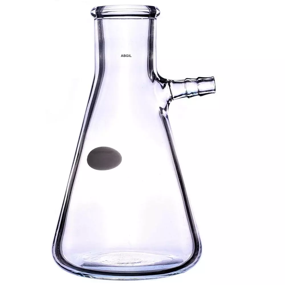 ABGIL Borosilicate Glass Filtration Flask Heavy Wall, Bolt Neck with Tubulation 2000 ml Capacity, ABG2442
