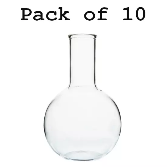 NSAW 50 ml Flat Bottom Boiling Flask With Beaded Rim, Single Neck, 122/2 (Pack of 10)