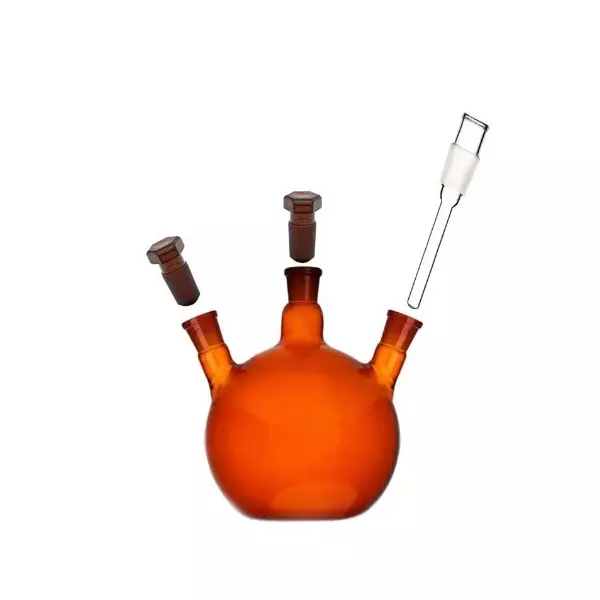 ABGIL Flat Bottom Boiling Flask Borosilicate Glass Amber Three Necks with Thermometer Pocket Adapter 10000 ml Capacity, Center Neck Socket Size B-34(34/35) and One Side Neck Socket Size B-24(24/29), ABG2211