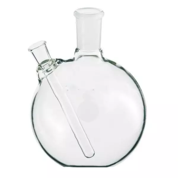 ABGIL 1 L Boiling Flask Flat Bottom Transparent 2 Neck with Thermometer Pocket for Side Neck Joints, FB-305-09