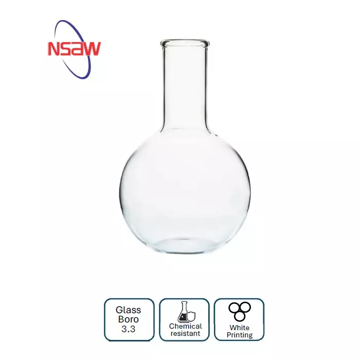 NSAW 2 L Flat Bottom Boiling Flask With Beaded Rim, Single Neck, 122/8 (Pack of 2)