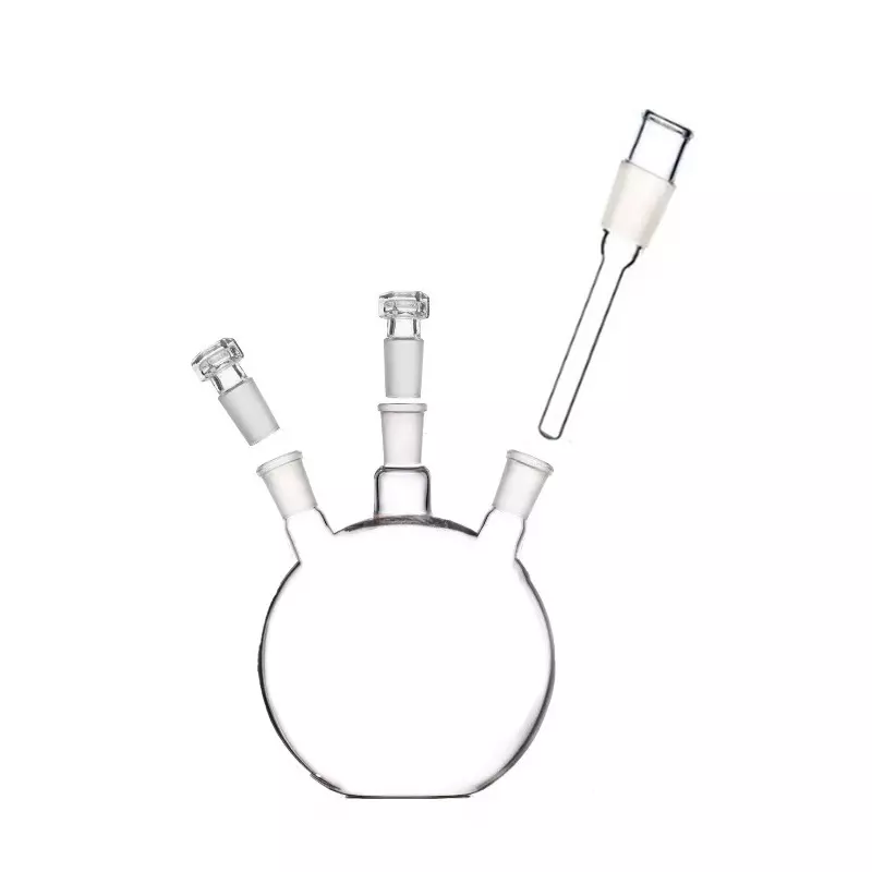 ABGIL Flat Bottom Boiling Flask Borosilicate Glass Three Necks with Thermometer Pocket Adapter 5000 ml Capacity, Center Neck Socket Size B-34(34/35) and One Side Neck Socket Size B-24(24/39), ABG2175