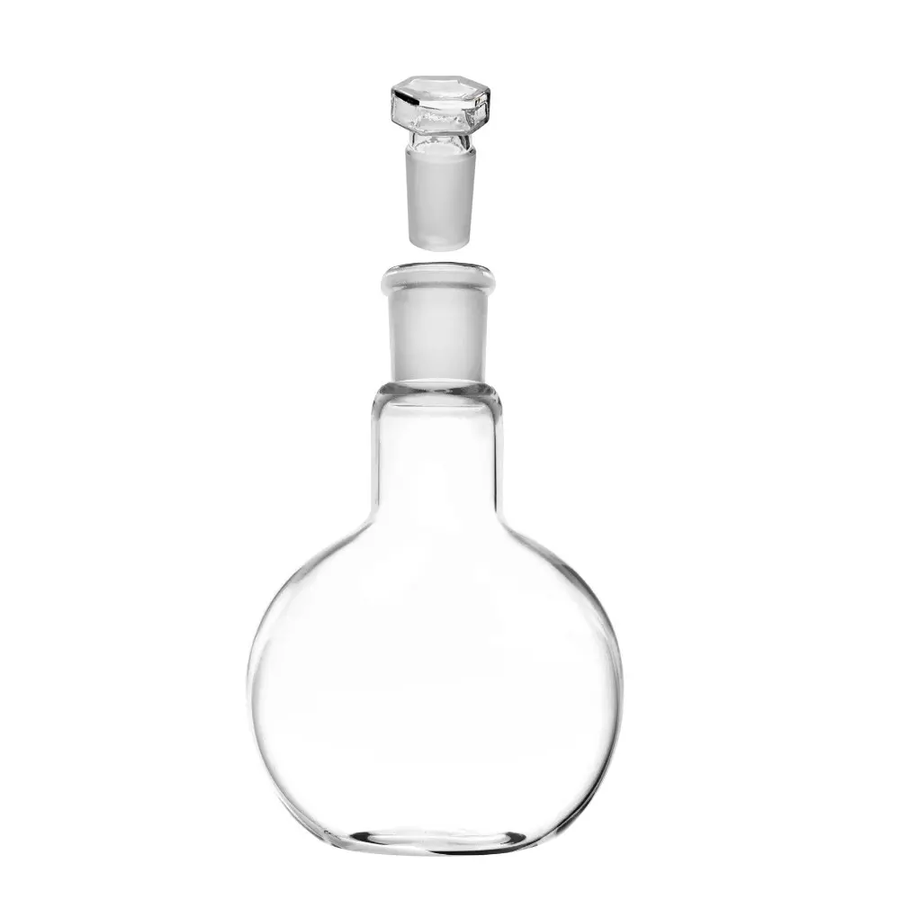 ABGIL Flat Bottom Boiling Flask Borosilicate Glass With Socket & Stopper 50 ml Capacity B-19(19/26) Socket Size, ABG1727