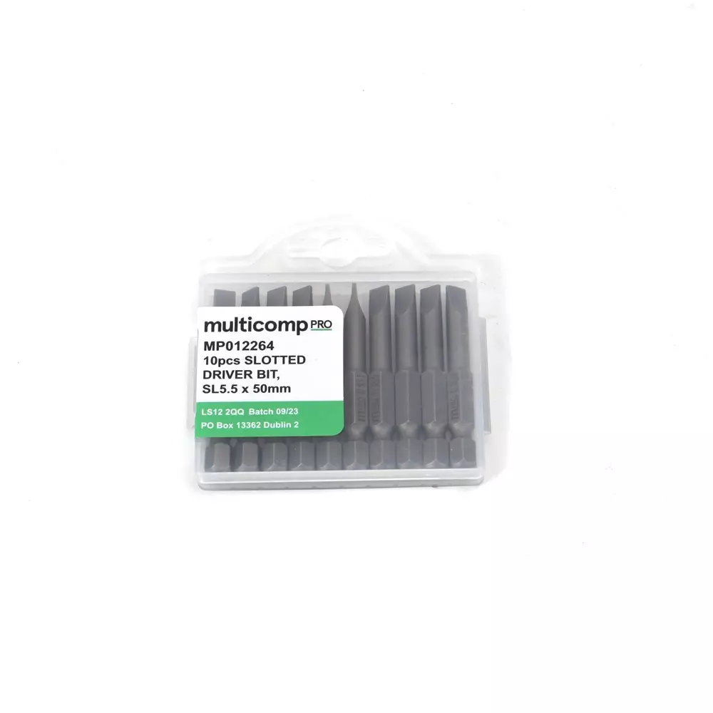 MULTICOMP PRO Slotted Driver Bit 10 Pieces of Bits Kit Contents, MP012264 (Pack of 10)
