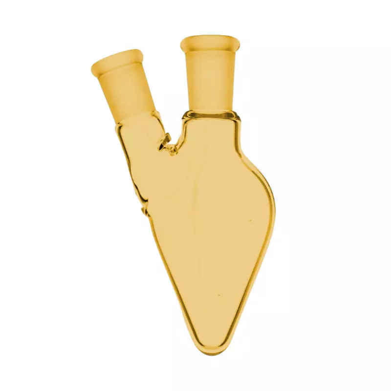 ABGIL Flask Pear Shape Two Necks Centre & One Angled Side with Interchangeable Joint 1 L Amber Borosilicate Glass, FPS-AC-337-06