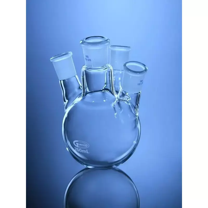 Glassco 5000 ml Transparent Round Bottom 4 Neck Angular Flask, 060.240.29