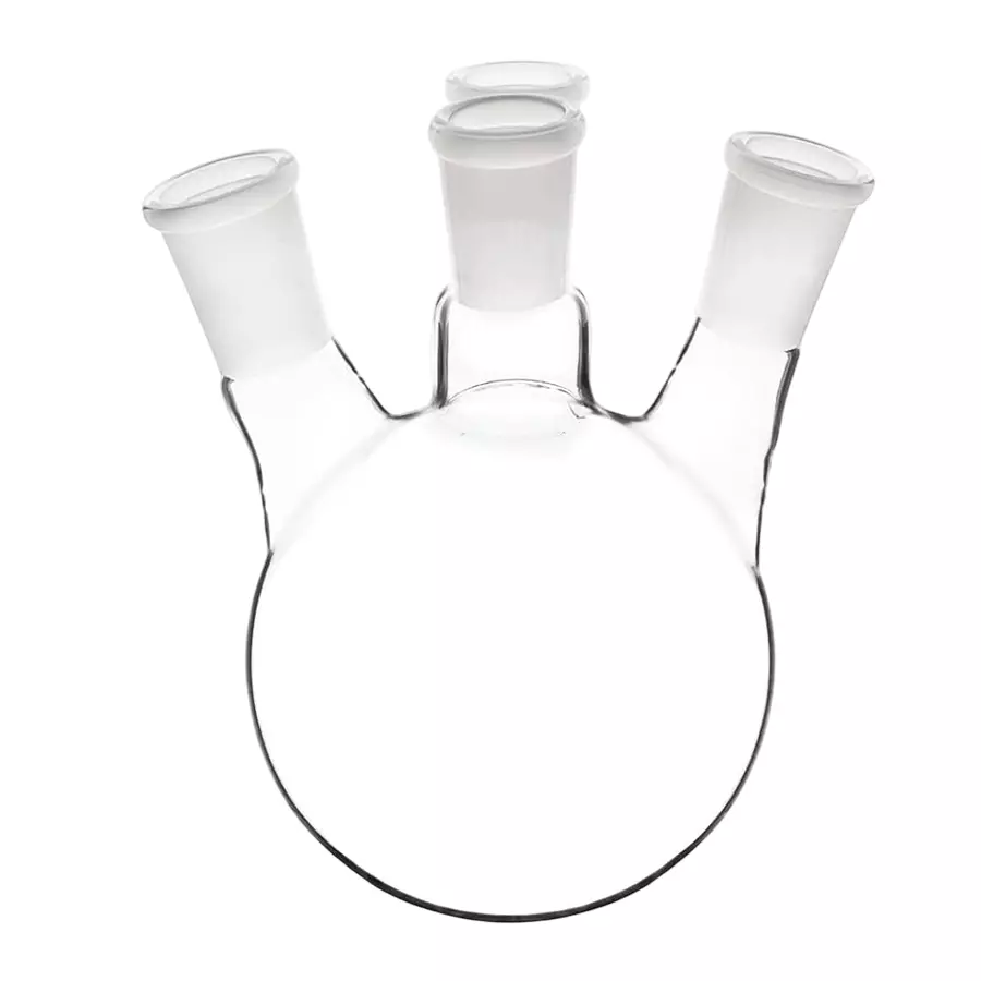 ABGIL 500 ml Boiling Flask Round Bottom Transparent 4 Neck with Interchangeable Stopper for Side Neck Joints, FB-302-06