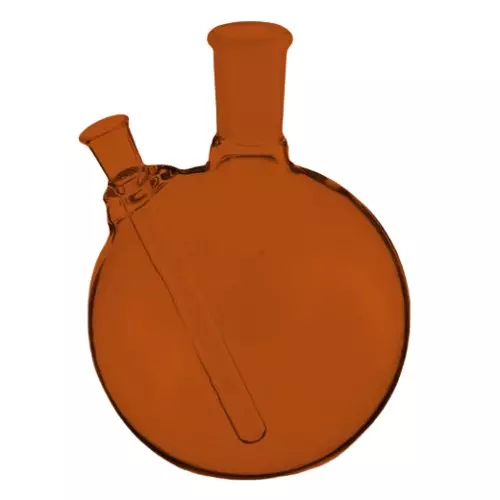 ABGIL 2 L Boiling Flask Round Bottom Amber 2 Neck with Thermometer Pocket for Side Neck Joints, FB-305-11