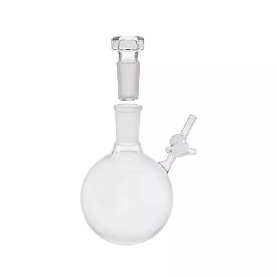 ABGIL Heavy Wall Round Bottom Schlenk Boiling Flask Borosilicate Glass Angled 1000 ml Capacity, Neck Socket Size B-24(24/29), ABG2287
